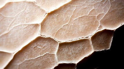 Poster - Macro view of delicate organic honeycomb structure with soft beige tones and natural geometric patterns showing intricate surface texture and shadows.