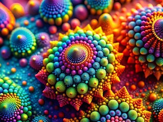 Poster - Vibrant Abstract Digital Art: Macro Close-up of Colorful Geometric Patterns