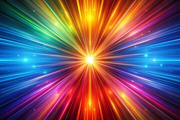 Poster - Vibrant Rainbow Burst Background: Abstract Colorful Rays & Energy Design Stock Photo