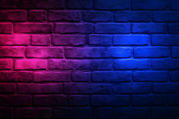 Sticker - Brick Wall Texture Background Lit with Pink and Blue Neon Lights