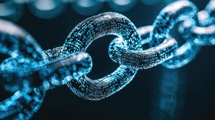 Poster - Futuristic Digital Chain Link Symbolizing Data Security and Connection