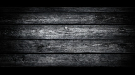 Wall Mural - Dark Wooden Planks Form a Textured Background, Rustic and Aged with Knots and Grain, on Black.