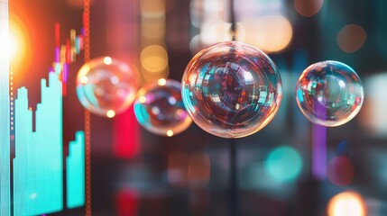 Poster - Colorful Bubbles with Bright Urban Background and Data Visualization