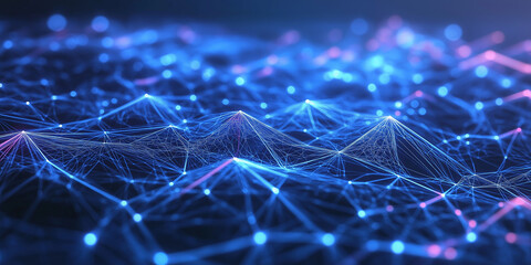 Fototapete - Network connection dots and lines. Technology background. 3d rendering.