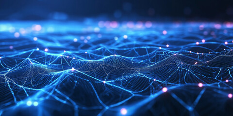 Fototapete - Network connection dots and lines. Technology background. 3d rendering.