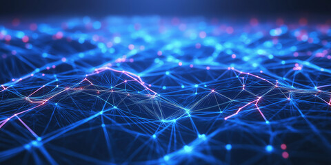 Fototapete - Network connection dots and lines. Technology background. 3d rendering.