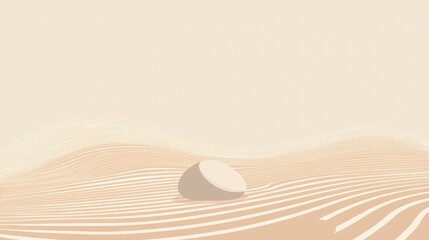 Poster - Minimalist illustration of a stone in smooth sand landscape