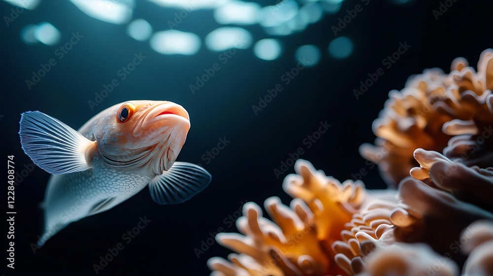 Underwater fish near coral reef