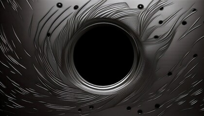 Poster - Abstract Black and White Circular Design with Textured Patterns