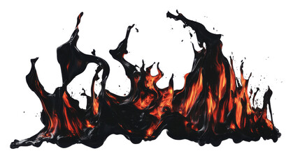 Poster - Black and red flames creating a fiery abstract design on transparent background. Transparent background