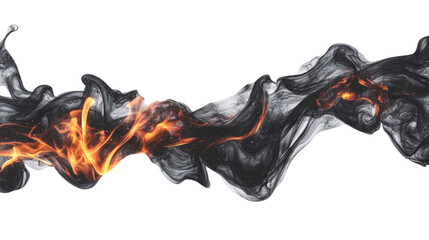 Poster - Fire burning inside dark smoke with transparent background. Transparent background