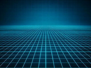 Sticker - Abstract 3D Background Creates a Futuristic Grid Pattern in Vibrant Teal against Dark Blue