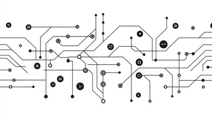 Poster - Abstract Lines and Circles in Black and White Digital Design