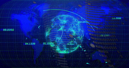 Aufkleber - image of digital data processing over globe