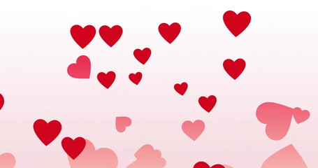 Poster - Image of red hearts on pink background