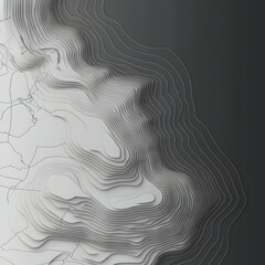 Wall Mural - 3D Topographic Contour Map Shows Elevation and Landforms Abstractly and Artistically.