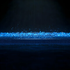 Wall Mural - Blue Glitter Sparkles on Dark Abstract Background with Lights and Bokeh Effect in Digital Art