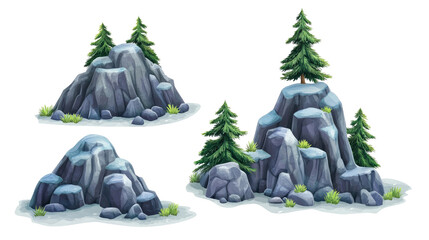 Poster - Mountains With Pine Trees in a Natural Setting Generative AI
