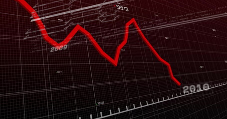 Poster - image of financial data processing over dark background