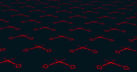 Poster - Image of red shapes on black background