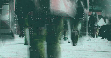 Poster - Image of white spots moving over busy city