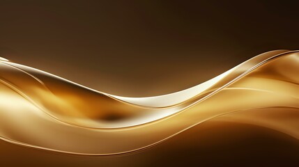 Poster - Elegant golden waves flow smoothly across dark background creating luxurious abstract composition with light and shadow effects for luxury brand designs.