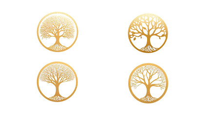 Poster - Creative Collection of Tree and Roots Logos Displayed Generative AI