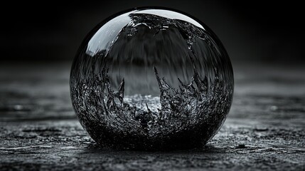 Poster - Shattering glass orb beautifully breaks into fragments and reforms in endless mesmerizing motion. Generative AI