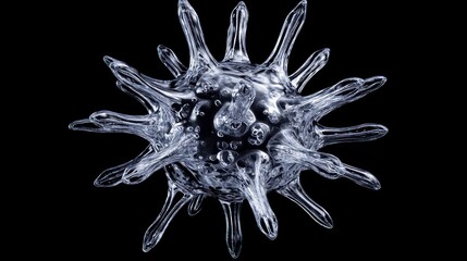 Poster - microscopic view of a virus, detailed structure, complex geometry, scientific accuracy, realistic re