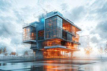 Poster - Modern architectural visualization showcasing futuristic building design