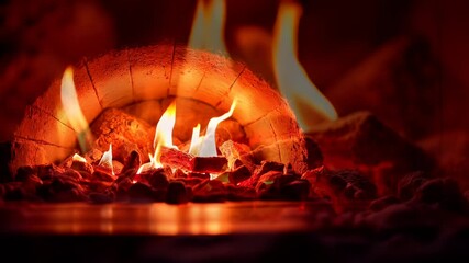 Poster - Glowing Embers and Flames in a Burning Charcoal Fire Pit