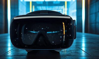 Leinwandbilder - VR headset futuristic corridor gaming