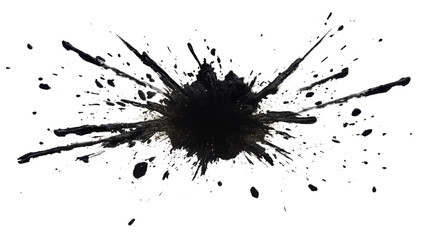 Poster - Dynamic black ink splash on transparent background. Transparent background