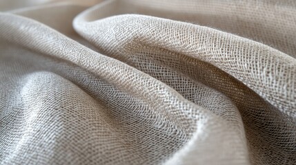 Poster - A close-up of beige burlap fabric with visible weave patterns, creating a rustic and natural blank canvas.