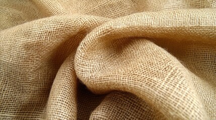 Poster - A close-up of beige burlap fabric with visible weave patterns, creating a rustic and natural blank canvas.
