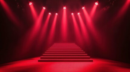Wall Mural - red carpet bollywood stage maroon stage spotlight award background template corporate abstract desig