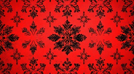 Canvas Print - red christmas pattern background with snowflakes illustration