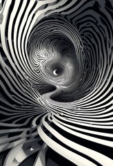 Poster - Abstract swirling black and white architectural design