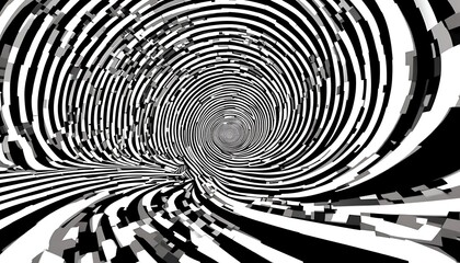 Poster - Abstract Black And White Swirling Tunnel Design