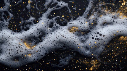 Sticker - top view of intricate soap foam bubbles creating a striking abstract texture with dark background an