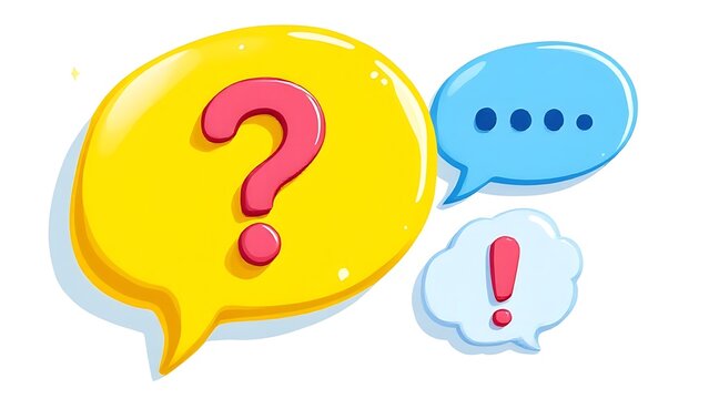 Cartoon question mark and exclamation point, chat mark, 3d rendering.