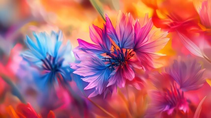 Wall Mural - vibrant cornflower knapweed in bright colors , colorful, cornflower, knapweed, vibrant, bloom, flowe