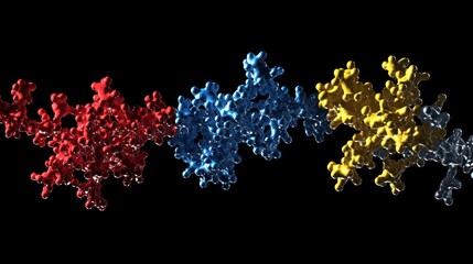 Poster - Molecular Structure: A 3D Rendering of a Tri-Colored Protein Complex