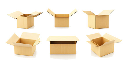 Poster - Open Cardboard Boxes on Transparent Background Generative AI
