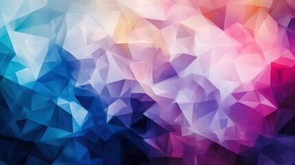 Poster - Vibrant polygonal abstract background in shades of pink, purple, and blue. A soft gradient creates a modern, dynamic, and artistic aesthetic