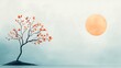 © nilawan - Autumn tree silhouette serene landscape digital art pastel color style soft background texture