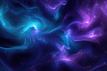 Wall Mural - cosmic deep space nebula swirls vibrant purple and teal clouds star clusters celestial wonder