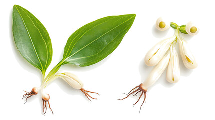 Poster - Fresh Soybean Sprouts With Roots and Green Leaves Generative AI