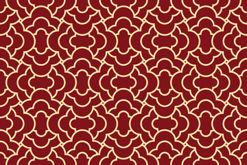 Aufkleber - The geometric pattern with wavy lines. Seamless vector background. Golden and red texture. Simple lattice graphic design