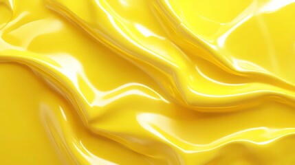 Poster - Yellow vinyl film overlapped pieces on wavy texture background, design, film